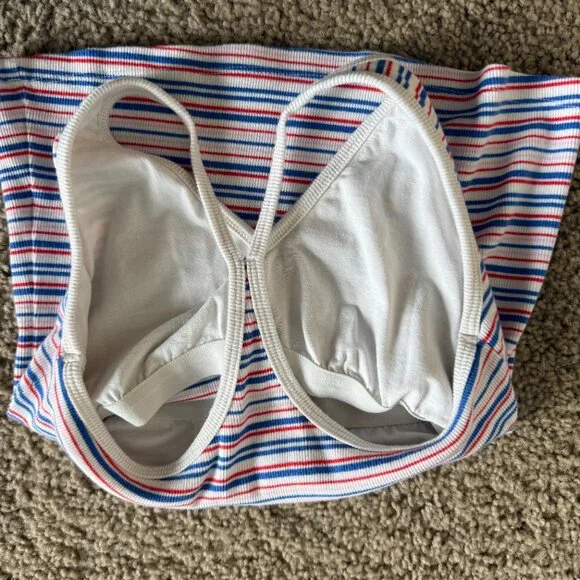 Old Navy Striped Tank Top Built-In Bra Size S Red White Blue - Picture 5 of 6